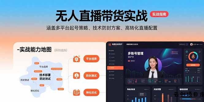 无人直播带货实战，涵盖多平台起号策略、技术防封方案、高转化直播配置-云创项目库