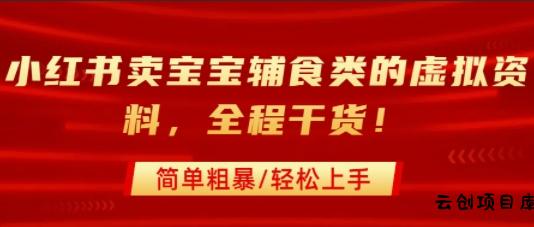 小红书卖宝宝辅食类的虚拟资料，从引流到私域变现，全程干货，简单粗暴，轻松上手-云创项目库