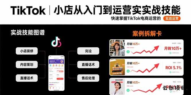 TikTok小店从入门到运营实战技能：快速掌握TikTok电商运营的完整方法论-云创项目库