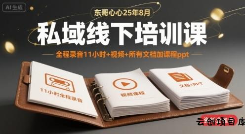 东哥心心25年8月私域线下培训课，全程录音11小时+视频+所有文档加课程ppt-云创项目库