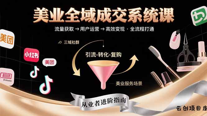 美业全域成交系统课程：帮助美业从业者打通从流量获取到高效变现全流程-云创项目库