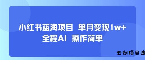 小红书蓝海项目 单月变现1w+ 全程AI 操作简单-云创项目库