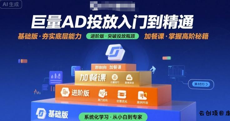 巨量AD投放入门到精通，基础版+进阶版+加餐课-云创项目库