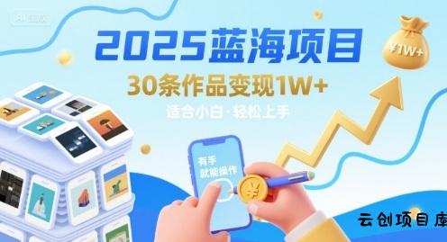 2025蓝海项目30条作品 变现1w+ 有手就能操作适合小白做-云创项目库