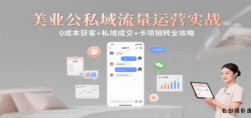 美业公私域流量运营实战：0成本获客+私域成交+卡项销转全攻略-云创项目库