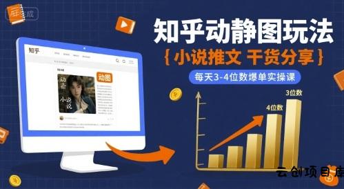 小说推文干货分享之知乎动静图玩法，每天3-4位数爆单实操课-云创项目库