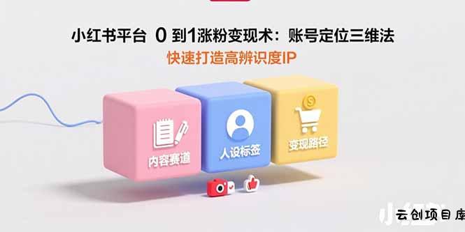 小红书平台0到1涨粉变现术：账号定位三维法，快速打造高辨识度IP-云创项目库