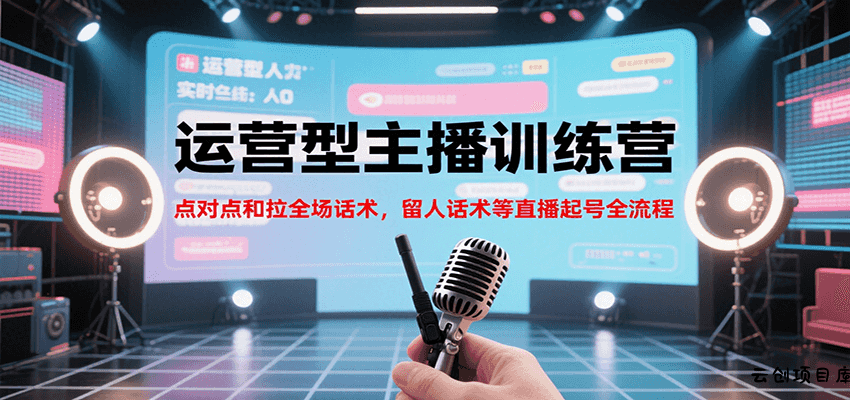 运营型主播训练营，点对点和拉全场话术，留人话术等直播起号全流程(更新8月)-云创项目库