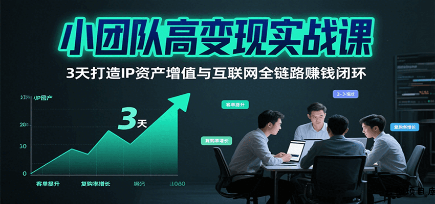 小团队高变现实战课，3天打造IP资产增值与互联网全链路赚钱闭环(第二期)-云创项目库