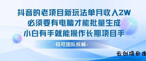 老项目新玩法单月收入2W小白有手就能操作长期项目-云创项目库