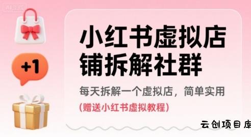 小红书虚拟店铺拆解社群，每天拆解一个虚拟店，简单实用(赠送小红书虚拟教程)-云创项目库