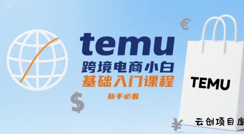temu跨境电商小白基础入门课程，新手必看-云创项目库