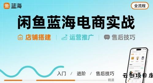 闲鱼蓝海电商实战，店铺搭建运营售后全流程-云创项目库