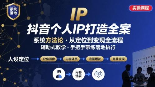 抖音个人IP系统落地实操大课，实操课程，辅助落地-云创项目库