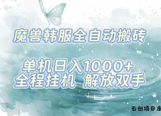 最新韩服游戏搬砖，单机日入1k+，全自动运行挂G项目，解放双手【揭秘】-云创项目库