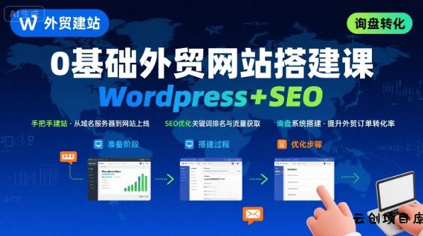 WordPress外贸建站+SEO优化课程，手把手教你从0到1搭建可获得询盘的外贸网站-云创项目库