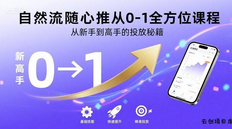 自然流随心推从0-1全方位课程，从新手到高手的投放秘籍-云创项目库