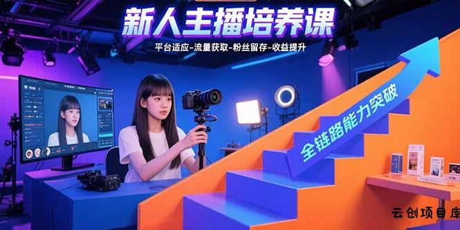 新人主播培养课：平台适应-流量获取-粉丝留存-收益提升 全链路能力突破-云创项目库