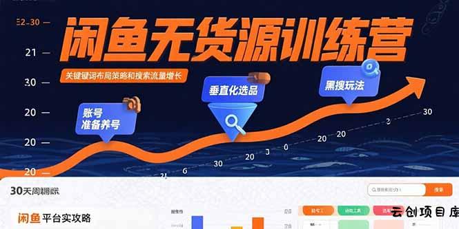 闲鱼无货源训练营：账号准备养号/垂直化选品/黑搜玩法，0基础30天盈利指南-云创项目库