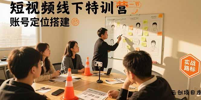 短视频线下特训营：账号定位搭建/口播号拍摄剪辑/直播间流量入口/变现实战-云创项目库