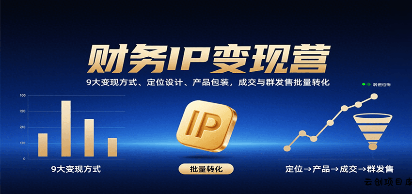 财务IP变现营：9大变现方式、定位设计、产品包装，成交与群发售批量转化-云创项目库