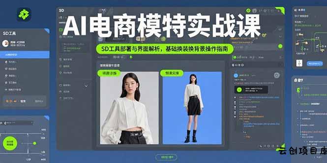AI电商模特实战课，SD工具部署与界面解析，基础换装换背景操作指南-云创项目库