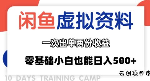 闲鱼虚拟资料新变现玩法，信息差项目，一次出单两份收益，无需囤货，可批量矩阵，零基础小白也能日入多张-云创项目库