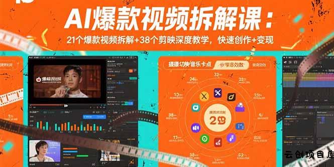 AI爆款视频拆解课：21个爆款视频拆解+38个剪映深度教学，快速创作+变现-云创项目库