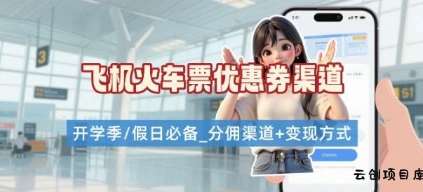 学生党必看！机票火车票优惠券申请渠道 + 项目打法，开学季节日速存-云创项目库