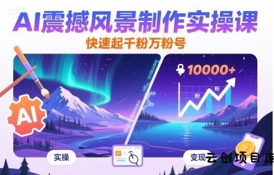 AI震撼风景制作实操课，快速起千粉万粉号-云创项目库