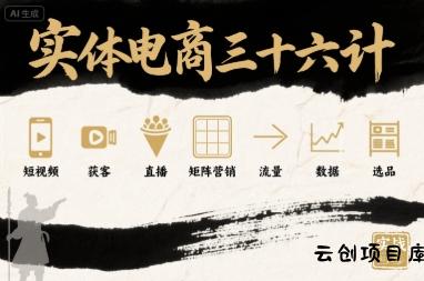 实体电商三十六计，短视频-获客-直播-矩阵营销-流量-数据-选品-云创项目库