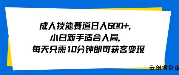 成人技能赛道日入多张，小白新手适合入局，每天只需10分钟即可获客变现-云创项目库