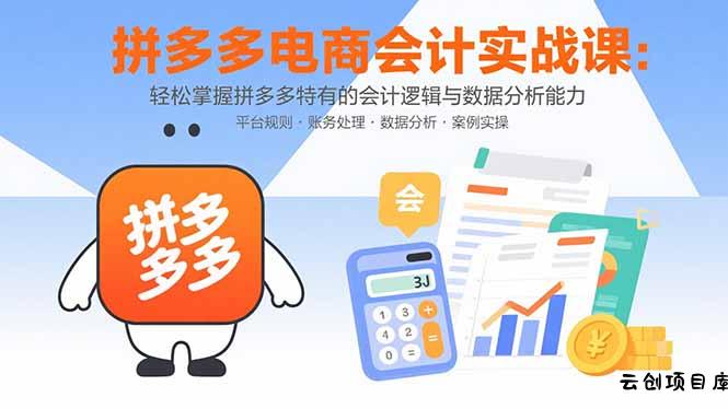拼多多电商会计实战课：轻松掌握拼多多特有的会计逻辑与数据分析能力-云创项目库