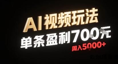 新型AI视频玩法每条视频盈利7张，一周搞了5k，小白可以玩无需剪辑添加音频即可-云创项目库