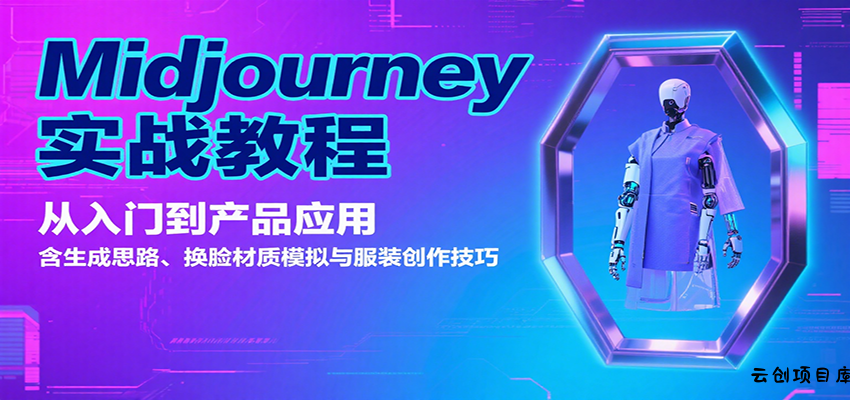 Midjourney实战教程：从入门到产品应用，含生成思路、换脸材质模拟与服装创作技巧-云创项目库