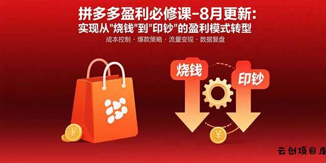 拼多多盈利必修课-8月更新：突破运营瓶颈 实现从烧钱到印钞的盈利模式转型-云创项目库
