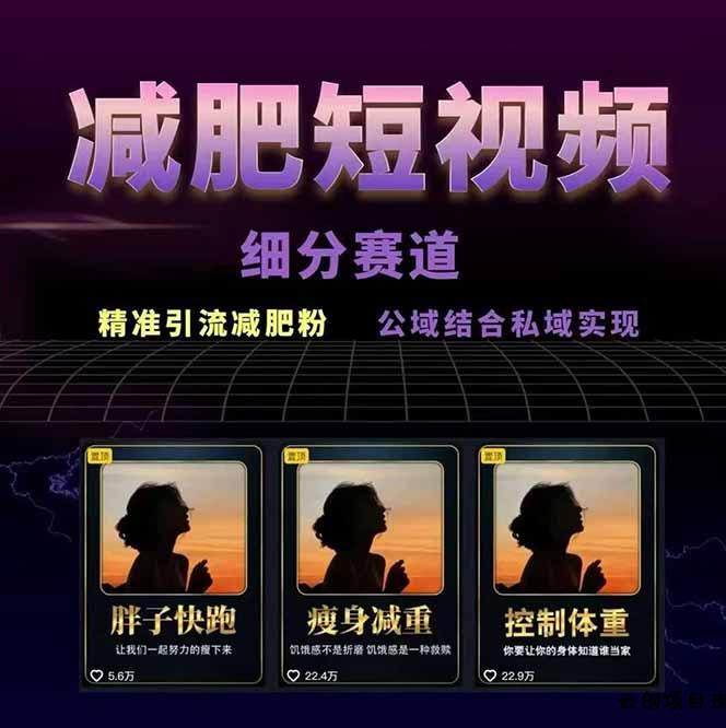 图片[1]-减肥短视频赛道运营课：素材准备-视频制作-引流变现全流程 (附素材-云创项目库