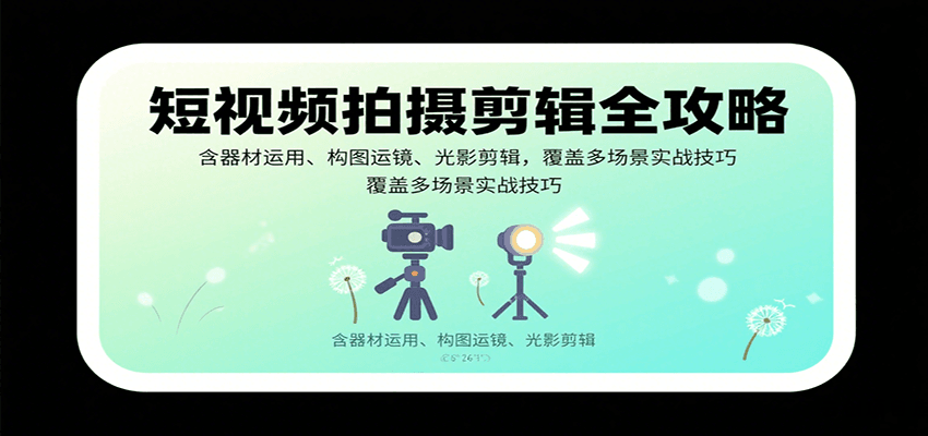 短视频拍摄剪辑全攻略：含器材运用、构图运镜、光影剪辑，覆盖多场景实战技巧-云创项目库