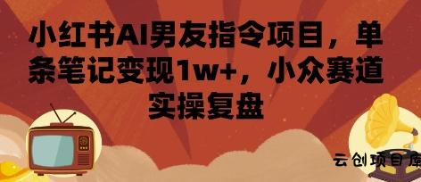 小红书AI男友指令项目，单条笔记变现1w+，小众赛道实操复盘-云创项目库