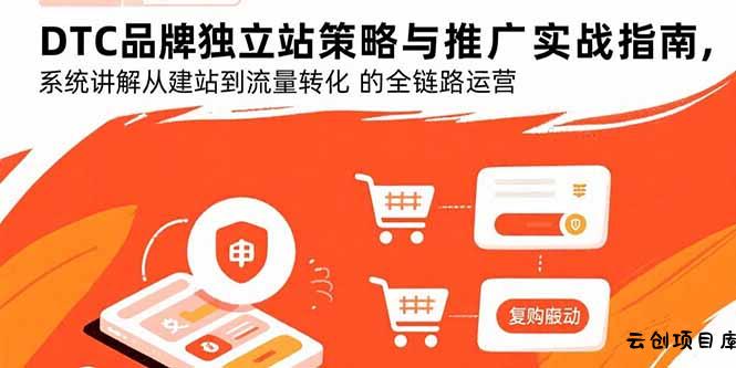 DTC品牌独立站策略与推广实战指南，系统讲解从建站到流量转化的全链路运营-云创项目库