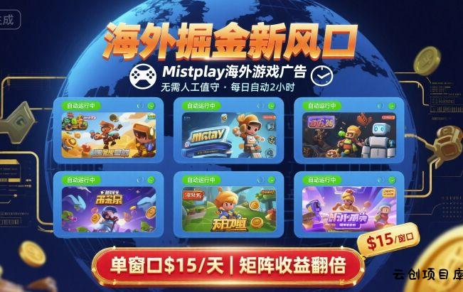 海外掘金新风口，Mistplay海外游戏广告，每日自动运行，单窗口稳入2美刀 ，可矩阵操作【揭秘】-云创项目库