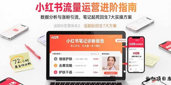 小红书流量运营进阶指南，数据分析与涨粉引流，笔记起死回生7大实操方案-云创项目库