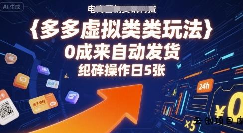 多多虚拟类目玩法，0成本全自动发货，矩阵操作日5张-云创项目库