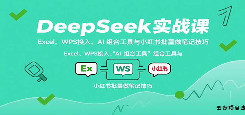 DeepSeek实战课：Excel、WPS接入、AI 组合工具与小红书批量做笔记技巧-云创项目库