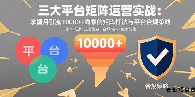 三大平台矩阵运营实战：掌握月引流10000+线索的矩阵打法与平台合规策略-云创项目库