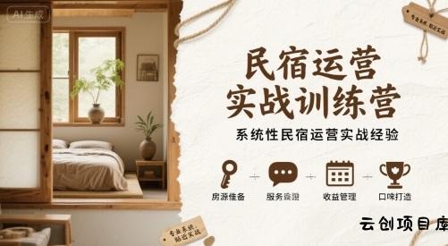 民宿运营实战训练营，系统性民宿运营实战经验-云创项目库