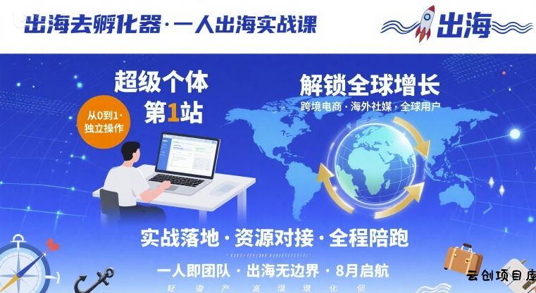 出海去孵化器，一人出海实战课，​超级个体第1站，解锁全球增长-云创项目库