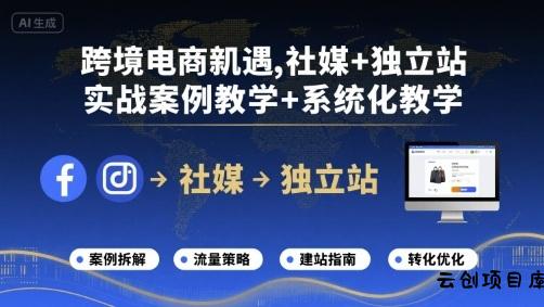 跨境电商新机遇，社媒+独立站，实战案例教学+系统化教学-云创项目库