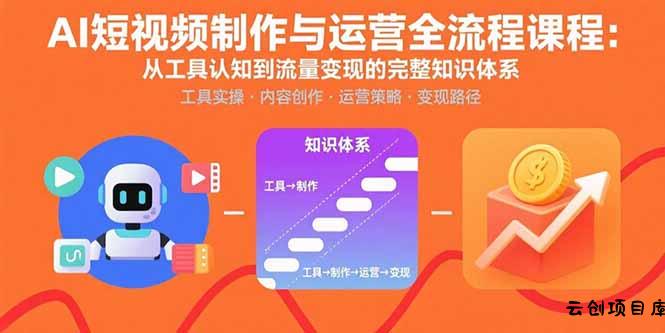AI短视频制作与运营全流程课程：从工具认知到流量变现的完整知识体系-云创项目库