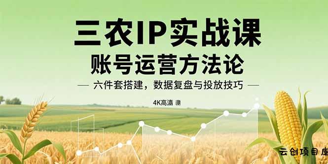 三农IP实战课：账号运营方法论，六件套搭建，数据复盘与投放技巧-云创项目库